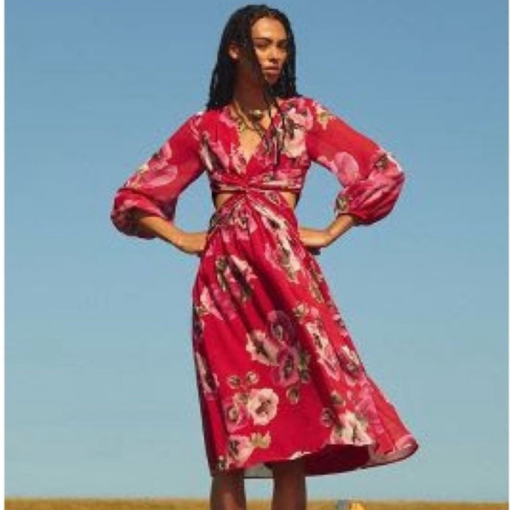 Anthropologie Ranna Gill Floral Cutout Dress